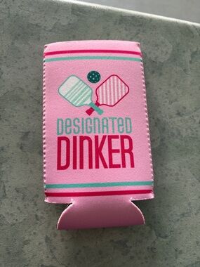 Pink 'Designated Dinker' Pickleball Can Cooler